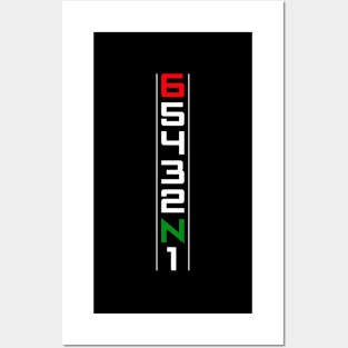 Motorcycle Gear Shift Six Speed One Down Five Up Posters and Art